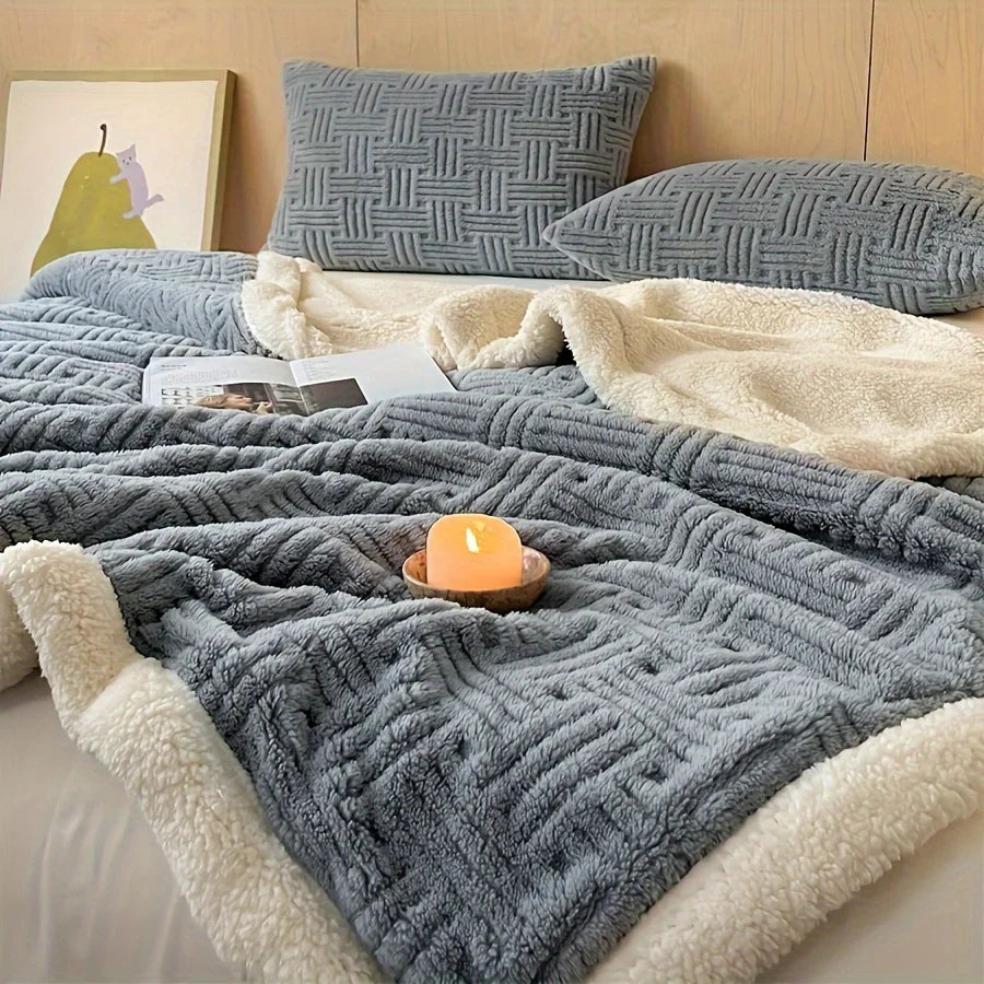 Manta Doble Deluxe Vintage – Toque de Felpa e Lã