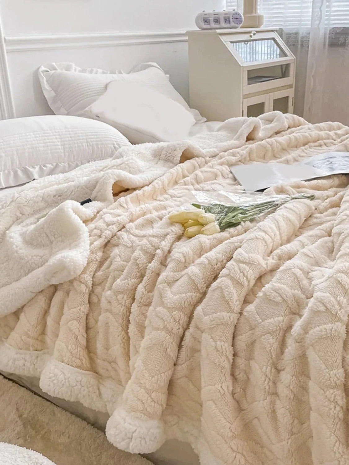 Cobertor Manta Glamour Casal Dupla Face com Sherpa - Lora Enxovais