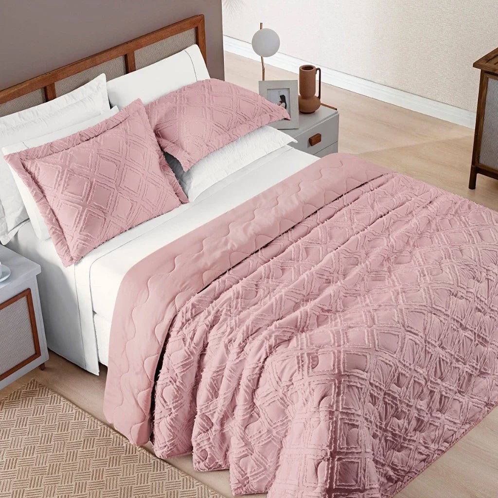 Cobre Leito 300 Fios Dupla Face 3 peças Boho - Lora Enxovais