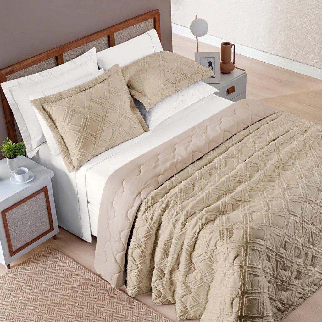 Cobre Leito 300 Fios Dupla Face 3 peças Boho - Lora Enxovais