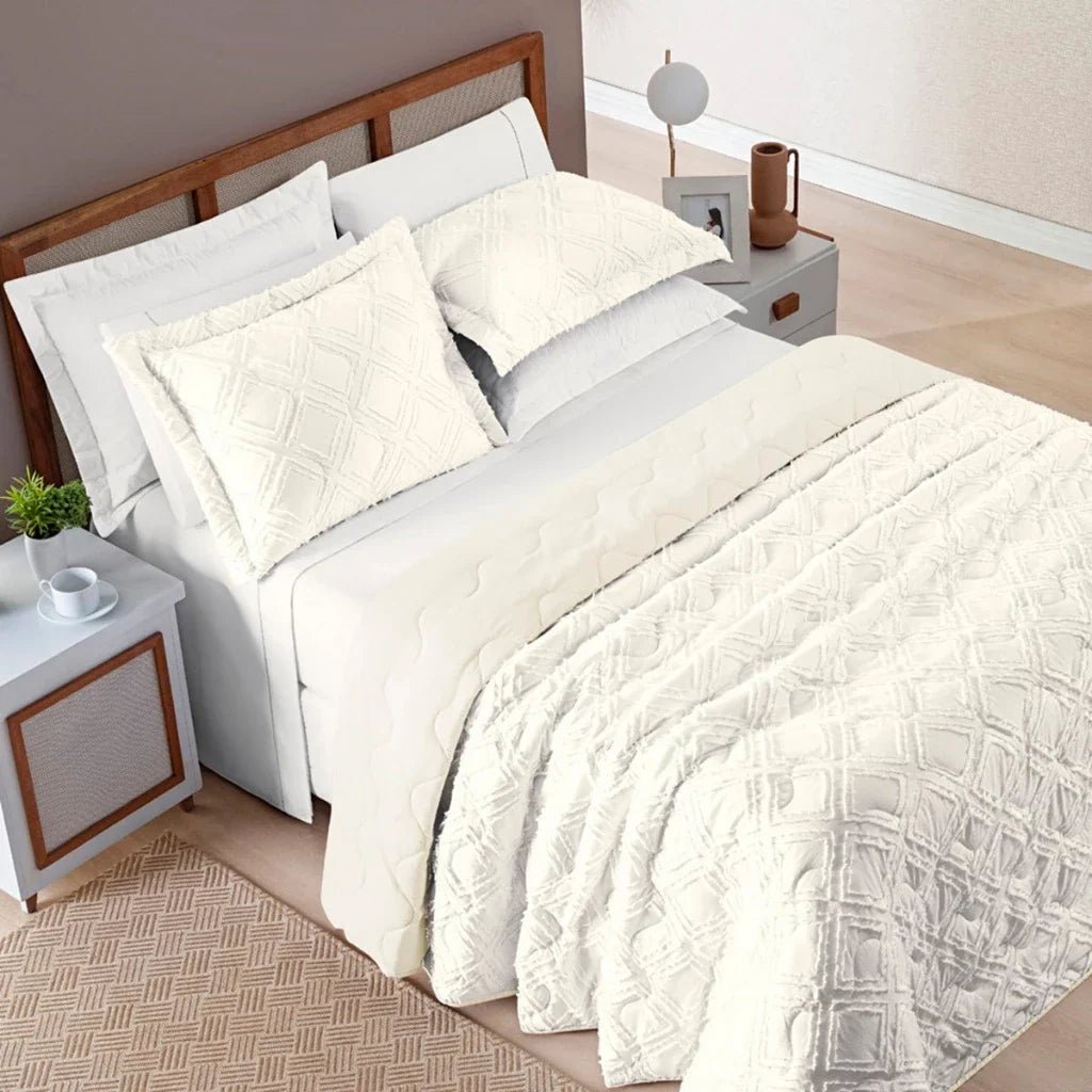 Cobre Leito 300 Fios Dupla Face 3 peças Boho - Lora Enxovais