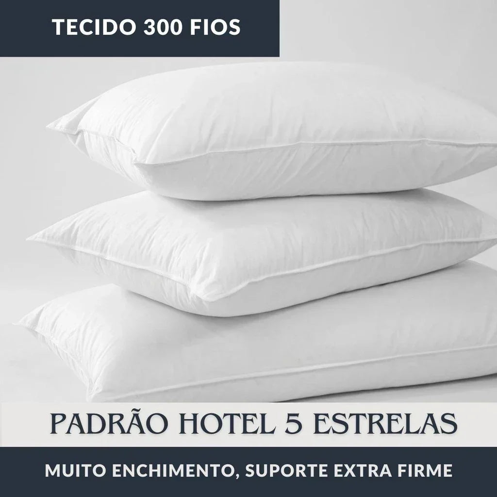 Kit 2 Travesseiro Extra Firme Hotel Collection Fibra Siliconada Premium - Lora Enxovais