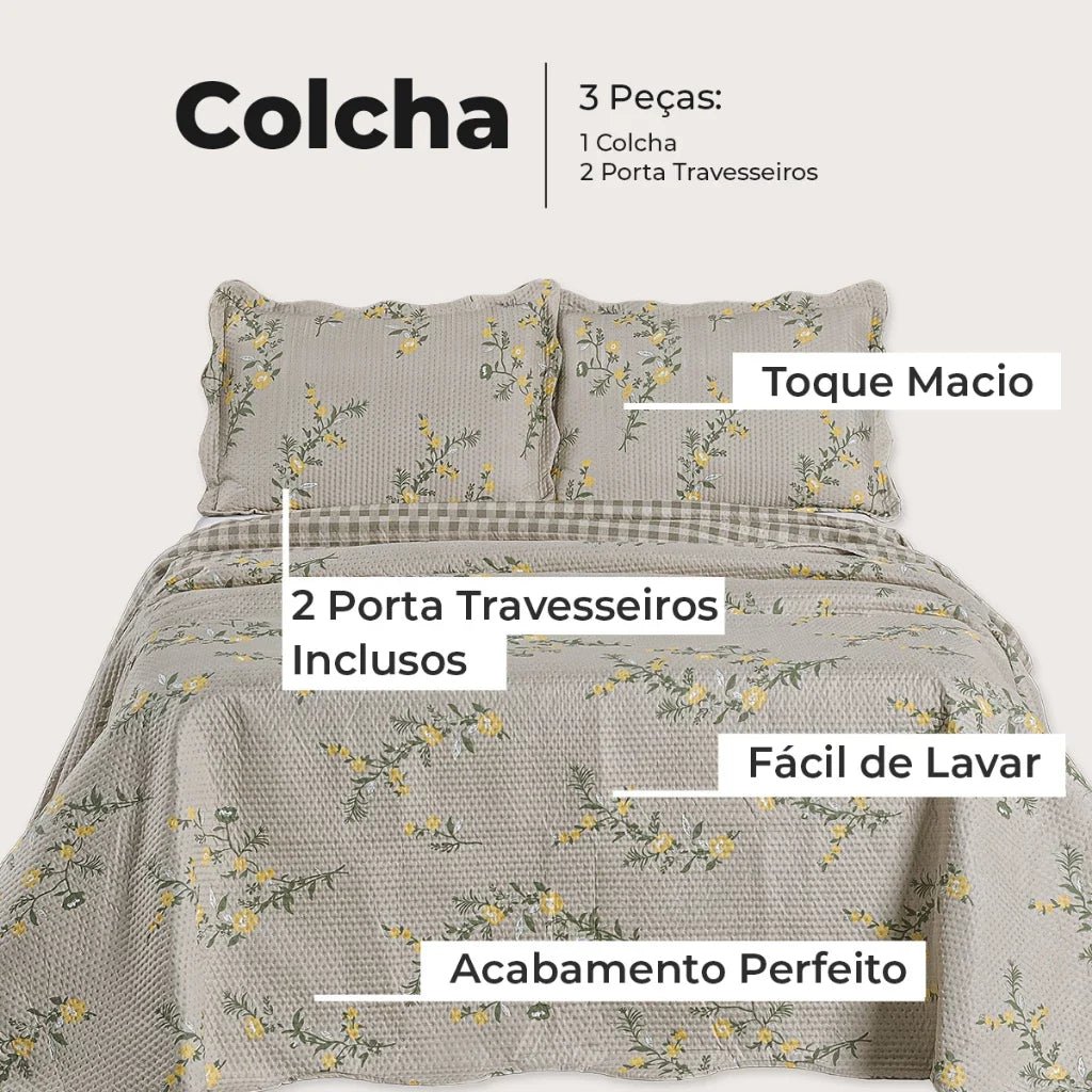 Kit Cobre Leito Bouti Noble Petals 3 Peças Dupla Face - Lora Enxovais