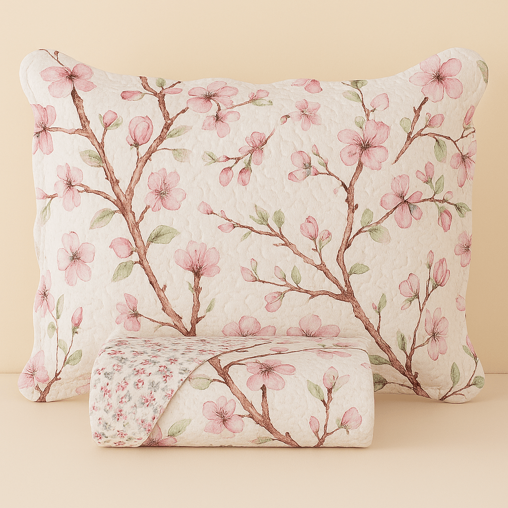 Kit Colcha Cobre Leito 3 Peças Dupla Face Estampado Floral Garden - Lora Enxovais