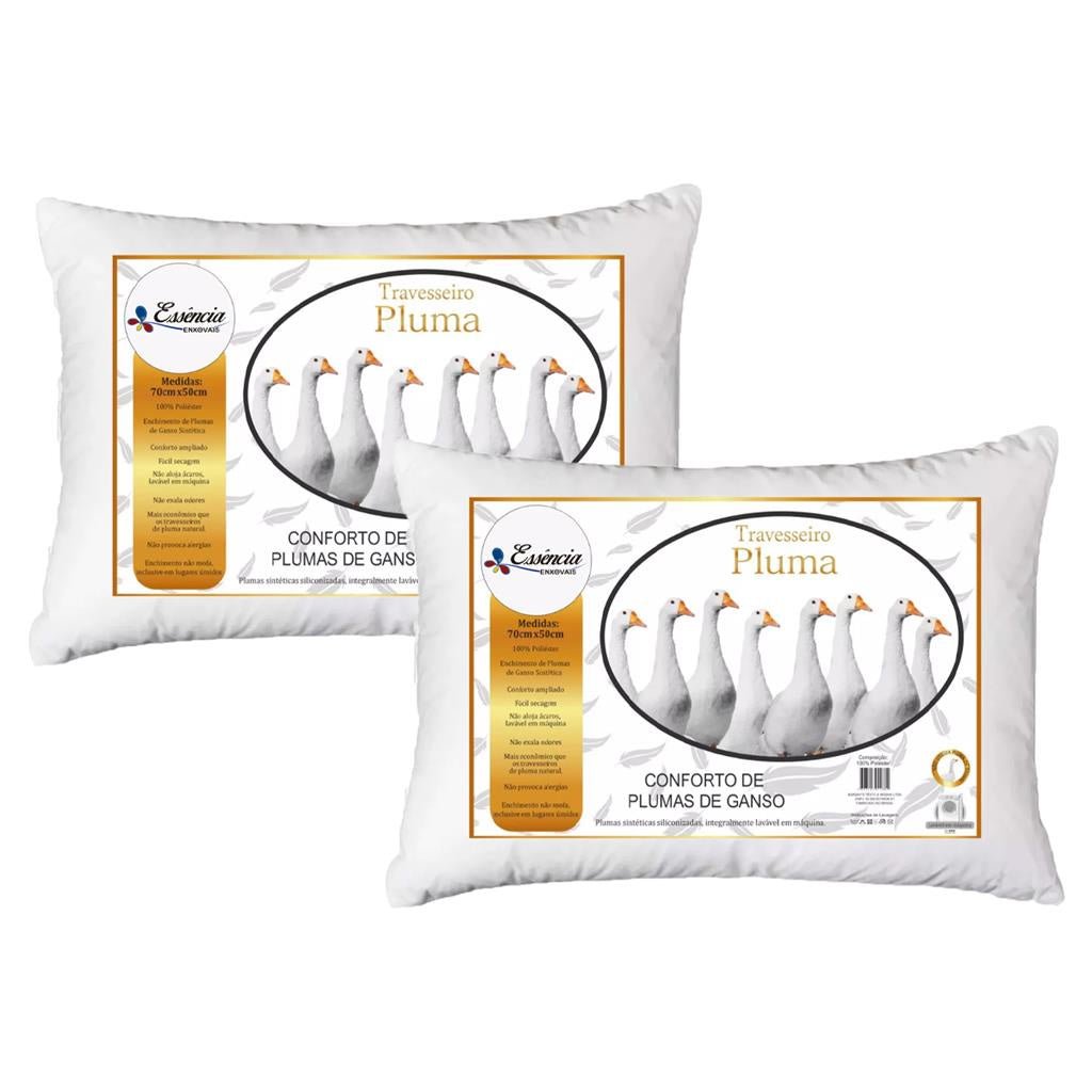 Kit de 2 ou 4 Travesseiros Pluma de Ganso - Lora Enxovais