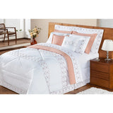 Kit Edredom De Luxo 11 Peças Damasco Cama Casal Queen King Percal 200 Fios - Lora Enxovais