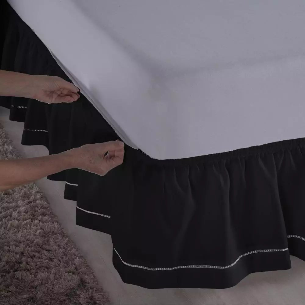 Saia Para Cama Box Casal/Queen Em Detalhe Ponto Palito - Lora Enxovais