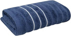 Toalha de Banho Wave em Jacquard 100% Algodão - 70cm x 1,40m - Alta Absorção, Macia e Volumosa, Pré-Lavada e Pré-Encolhida, Gramatura 450g/m², Acabamento de Luxo com Barrado Bordado (Azul) - Lora Enxovais
